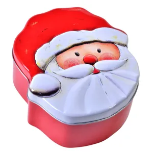 Cutie metalică Moș Crăciun Alb-Roșu pentru dulciuri și decorațiuni de Crăciun
