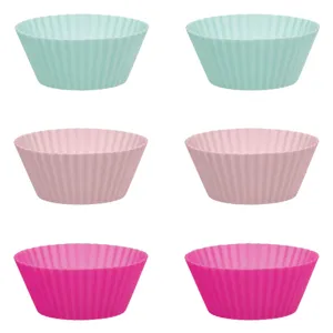 Forme din Silicon pentru Briose, Set 6 buc, 3 Culori Pastel, Ø7x3cm