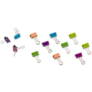 Clipsuri Metalice Multicolore Neon, 25mm, 12 buc