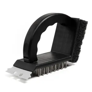 Perie de curățat grătar cu racletă, 16.5 cm, neagră