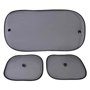 Parasolar auto pentru geamuri, Set 3 buc, Negru, Plasă