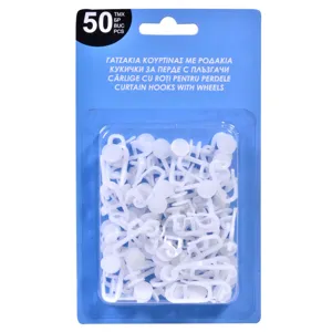 Carlige cu Roti pentru Perdele din Plastic - Set de 50 buc