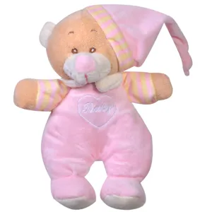 Ursulet de plus zornaitoare cu caciulita, Roz, 18 cm
