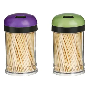Set recipienți cu scobitori din bambus cu capace colorate
