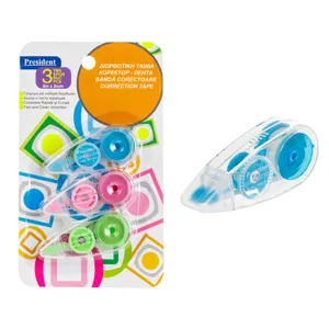 Set Mini Benzi Corectoare Colorate, 3 buc, 6m x 5mm, Albastru, Roz, Verde