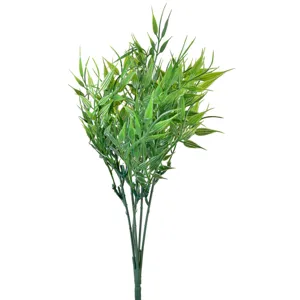 Ramură Artificială de Bambus Verde cu Frunze Dense (30cm)