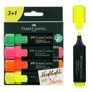 Set de 4 evidențiatoare reîncărcabile multicolor pentru studii