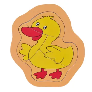 Puzzle din Lemn Rata, 4 piese, 15x13.2 cm, Galben