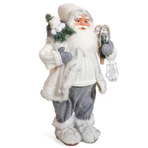 Figurina Decorativă Crăciun Alb cu Felinar 60cm
