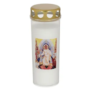 Lumanare decorativa religioasă cu capac și model clasic