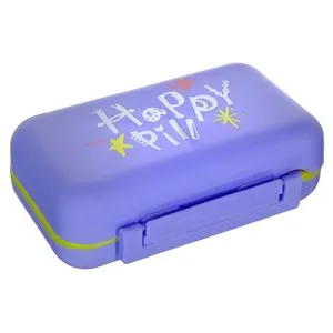 Cutie organizatoare pentru pastile, 6 compartimente, 10x7x3 cm, mov
