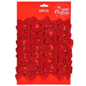Set Fundite Decorative Craciun Rosii Catifelate 32 Bucăți