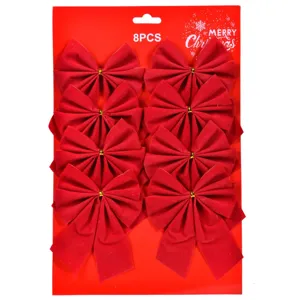 Set Fundițe Decorative Crăciun Roșii, 8 Bucăți