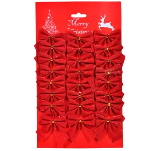 Fundite Decorative Craciun Rosii Catifelate Set 24 Bucati