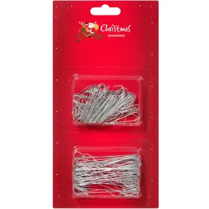 Carlige de Crăciun Argintii Set 150 Bucăți Metal