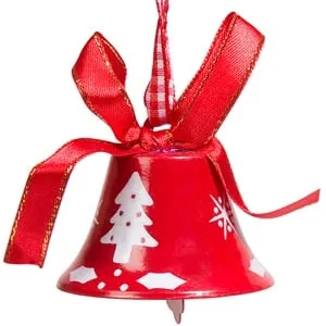 Ornament metalic roșu pentru bradul de Crăciun, clopot decorativ 4 cm