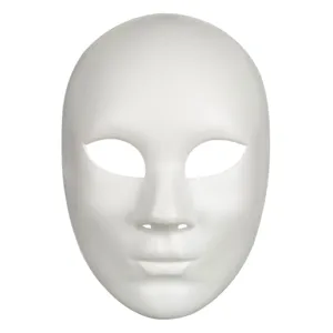 Mască de carnaval full face, albă, din plastic, pentru adulți