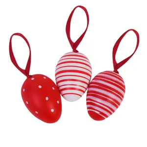 Ou de Paste din Plastic, Rosu si Alb, 6.5 cm, Set 6 buc