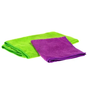 Set lavete microfibra, 2 bucati, Mov si Verde, 30x30 si 40x55 cm