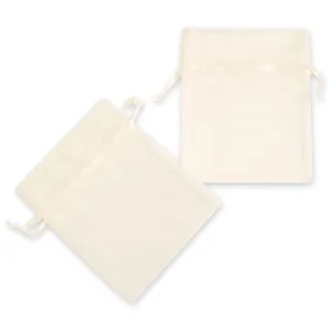 Pungi Organza Bej cu Snur, 10 buc, 21x26cm
