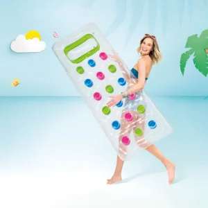 Saltea gonflabila pentru plaja, 1.88x0.71m, transparenta, cu suporturi pentru pahare
