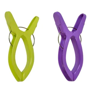 Cârlige pentru prosop sezlong, 16cm, 2 buc, Verde Lime și Mov
