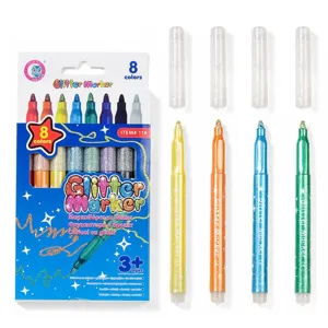 Set Carioci Glitter Marker 8 Culori Subțiri pentru desen și felicitări