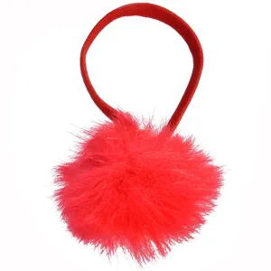 Elastic păr blană roșie pentru coafuri festive și sărbători
