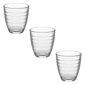 Set 3 Pahare din Sticlă Scurte pentru Apă 255 ml cu Dungi Orizontale