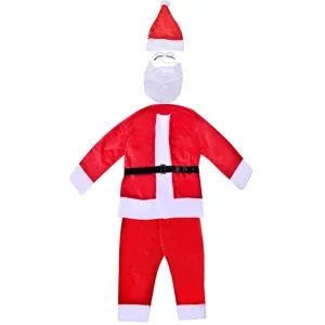 Costum Santa Claus roșu catifelat pentru adulți, mărginit cu alb
