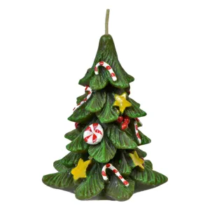 Lumanare de Craciun in forma de brad, Verde, 14 cm