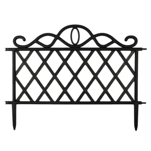 Gard Decorativ din Plastic, Set 3 buc, Negru, 47.5x36cm
