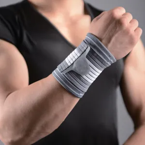 Suport încheietură elastic reglabil gri alb pentru mânecă