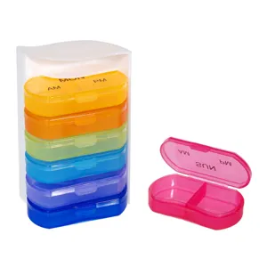 Cutie Organizare Pastile 7x10cm cu 7 Compartimente Multicolor
