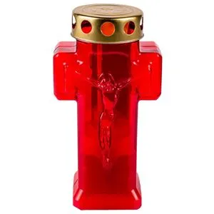 Lumanare decorativă religioasă cu LED în formă de cruce