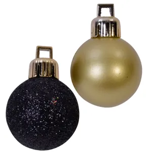 Set Globuri de Craciun Aurii Mat Negre Glitter Ø3cm - 20 bucăți