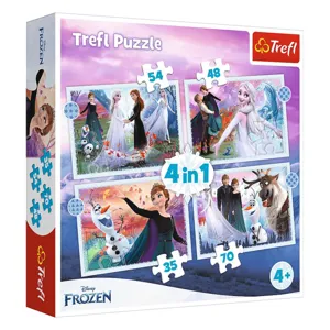Puzzle 4 in 1 Frozen 2, Set 4 puzzle-uri (35, 48, 54, 70 piese), Multicolor, 4+