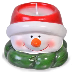 Lumanare decorativă ceramică om de zăpadă 8x6x6 cm
