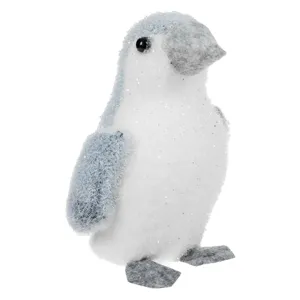 Figură decorativă pinguin spumă alb gri pentru Crăciun