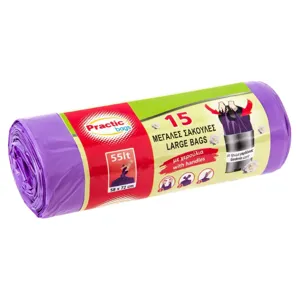 Saci de gunoi parfumați cu mânere, 55L, 15 bucăți