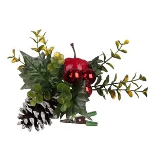 Ornament de Crăciun cu Frunze Verzi și Mar Roșu
