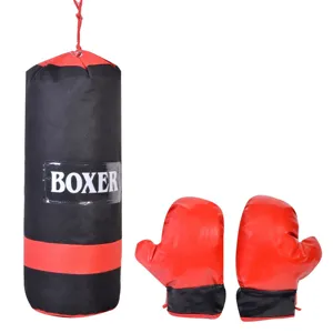 Sac de box cu manusi, 19x53 cm, Rosu si Negru