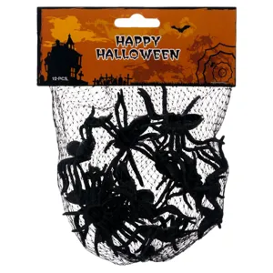 Păianjeni decorativi Halloween, 12 buc, Negru, 5 cm