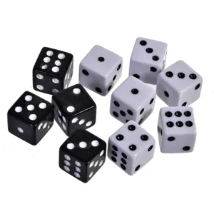 Set Zaruri Joc Casino 5 Seturi Alb/Negru Plastic