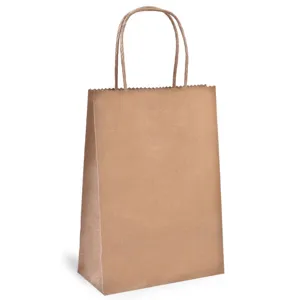 Sacos din hartie kraft maro pentru cadouri, dimensiune 16x8x23cm