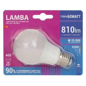 Bec LED E27 10W, A60, Lumina Alba 6500K, 810 Lumeni