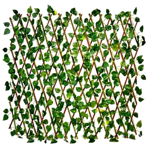 Paravan Decorativ din Lemn cu Frunze Verde 60x180cm