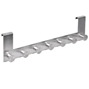 Cuier pentru ușă, 7 cârlige, Inox, 40 cm