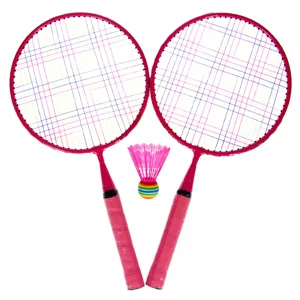 Set Rachete de Badminton pentru Copii, Roz, cu Fluturaș, 46 cm, 3 bucăți
