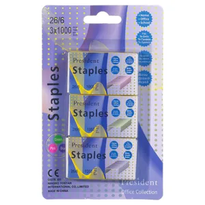 Rezerve capse colorate pentru capsator 26/6, 3000 buc, multicolor